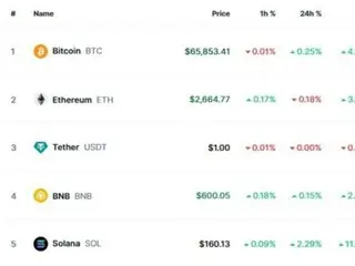 6万6000ドルを突破したビットコインが6万5000ドル台後半に後退